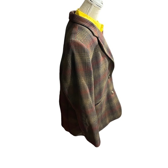 Vtg Eddie Bauer Earth-Toned 2 Button 100% Wool Tweed Blazer Sz LP Check Plaid - Picture 4 of 13